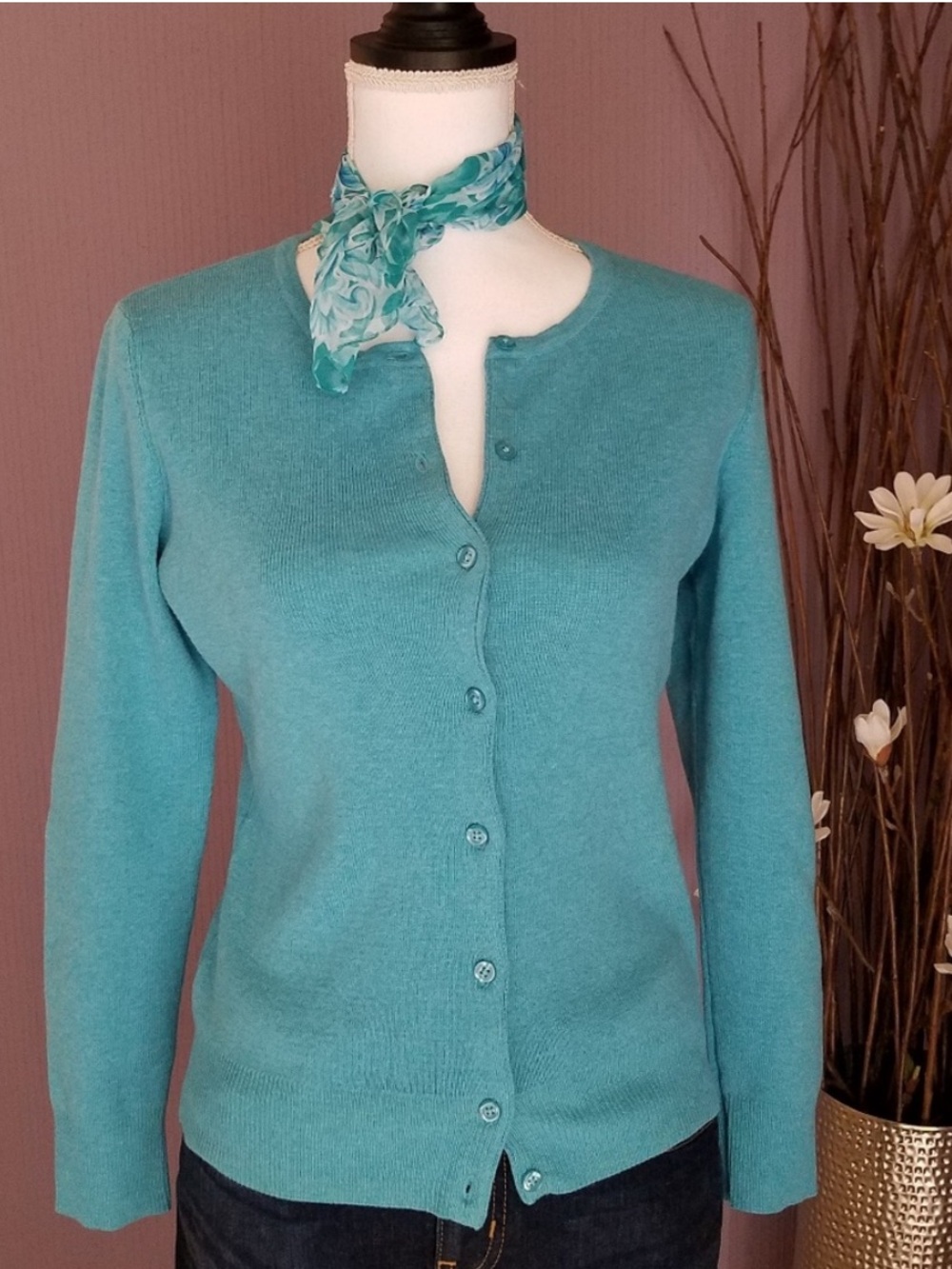 Women’s Pastel Blue Classic Fit Button Cardigan